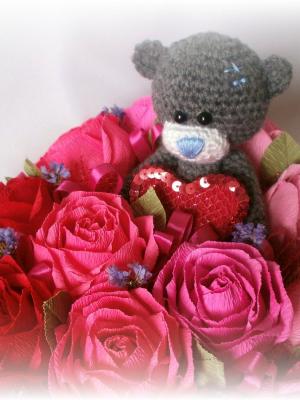 Серце-валентинка з ведмедиком Тедді